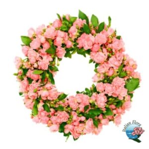 Corona funebre di fiori rosa