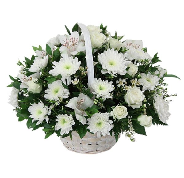 Cestino di fiori misti bianchi