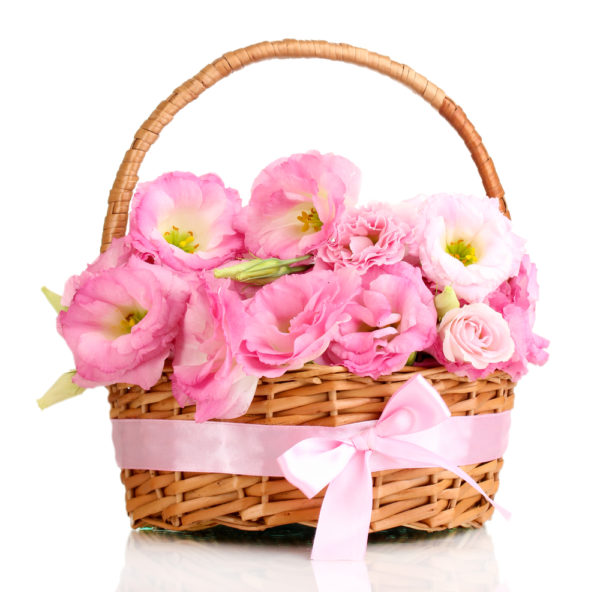 Cesto di rose rosa