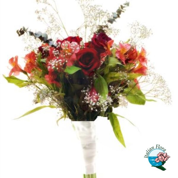 Bouquet di rose e alstroemerie