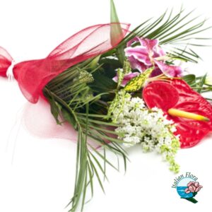 Palma funebre con anthurium e lilium