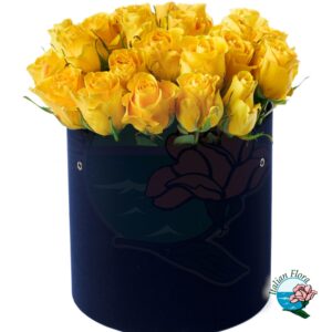 Composizione di 18 rose gialle